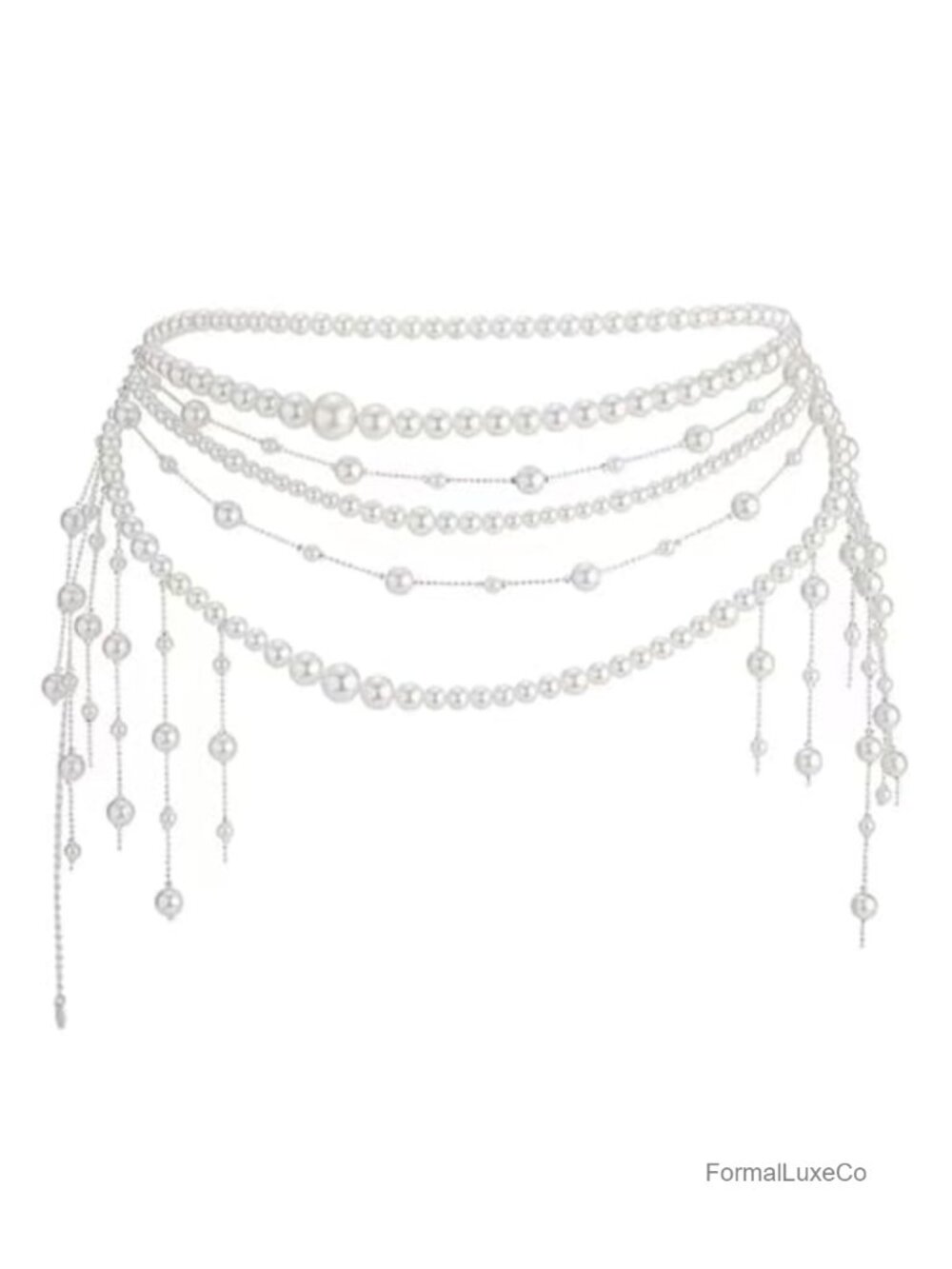 Pearl Waist Chain Belt Women Bridal Wedding Body Chain Tassel Zinc Alloy